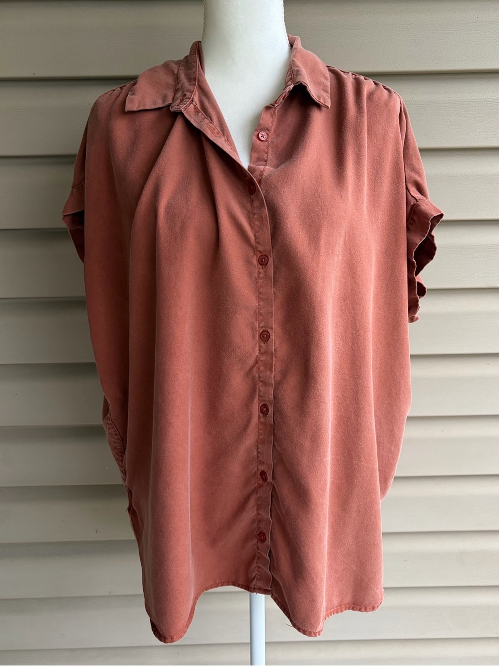 •Quince• Women's Short Sleeve Camp Shirt in Terracotta - Size XL